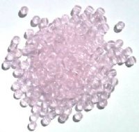200 4mm Transparent True Pink Round Glass Beads